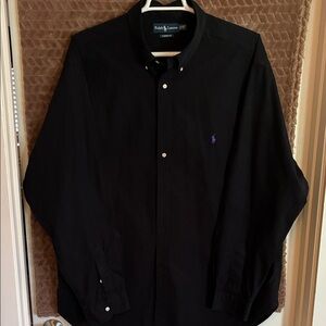 Ralph Lauren Black Button-Down Shirt with Purple Pony Logo